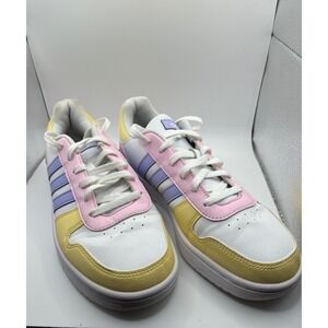 Adidas Hoops 2.0‎ Mid Women's Shoes White Pink Lavender Yellow Sz 6.5